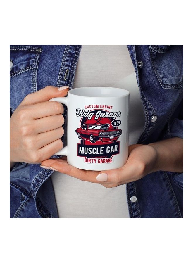 Dirty Garage Printed Coffee Mug White/Red/Black - Image 3