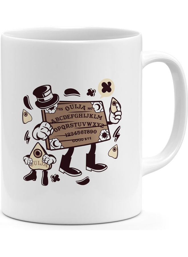 Ouija Board Printed Coffee Mug White/Brown/Beige - Image 1