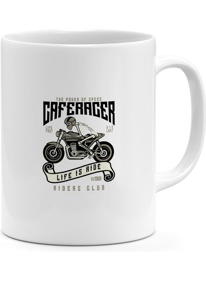 Cafe Racer Design Coffee Mug White - Image 1