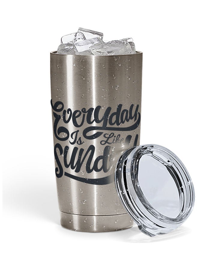 Everyday Is Like Sunday Stainless Steel Tumbler With Lid Silver/Black - Image 2
