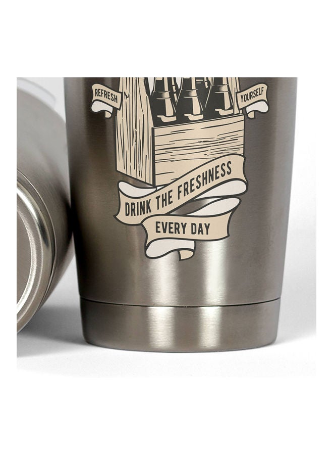Drink Fresh Everyday Quote Stainless Steel Tumbler With Lid Multicolour - Image 3