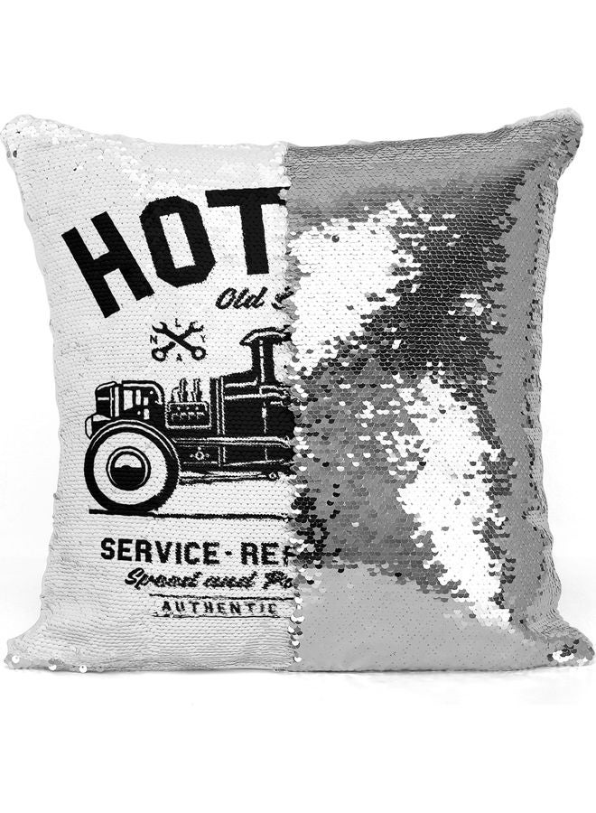 Hot Rod Sequin Decorative Throw Pillow White/Black/Silver 40x40cm - Image 3