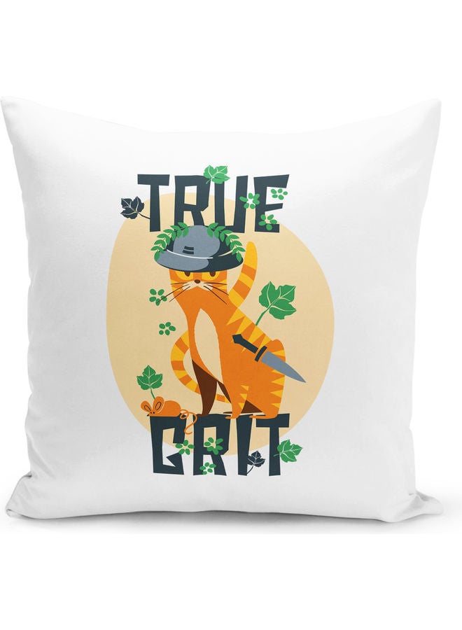 True Grit Cat Design Decorative Pillow Multicolour - Image 1