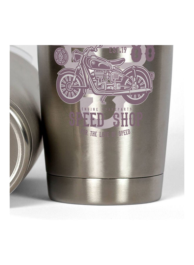 Streetbikers Printed Tumbler With Lid Silver/Purple - Image 3