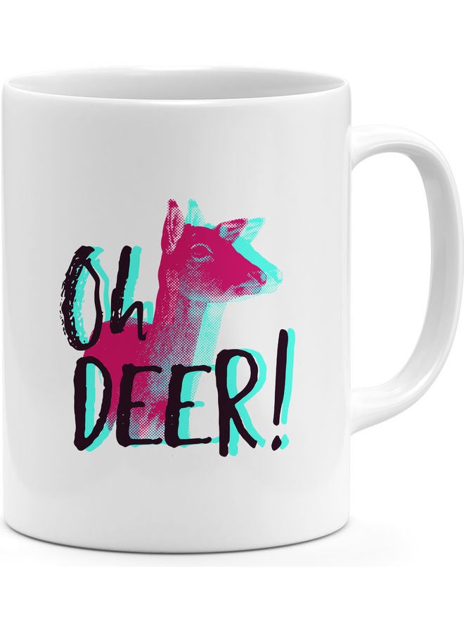مج قهوة بتصميم عبارة "Oh Deer" متعدد الألوان - Image 1