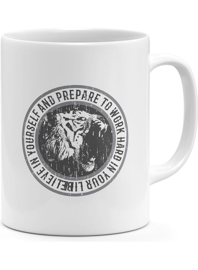 Work Hard Quote Print Coffee Mug White - Image 1