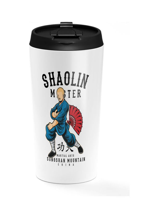Double-Wall Stainless Steel Printed Tumbler with Lid White - Image 1