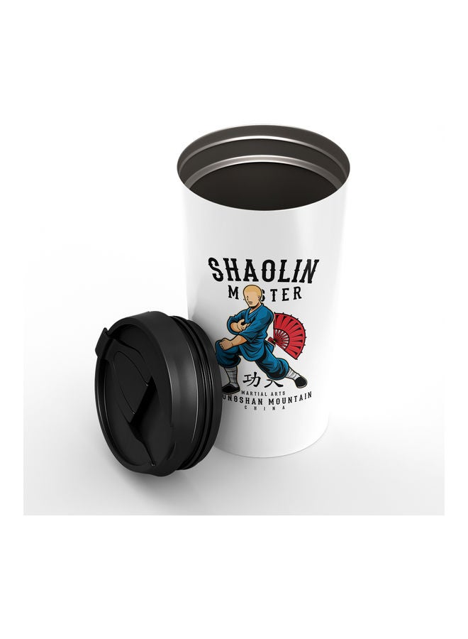 Double-Wall Stainless Steel Printed Tumbler with Lid White - Image 2