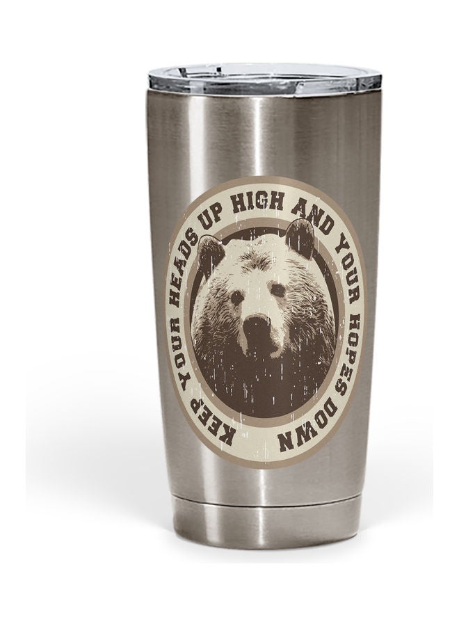 Cute Bear Design Stainless Steel Tumbler With Lid Multicolour - Image 1