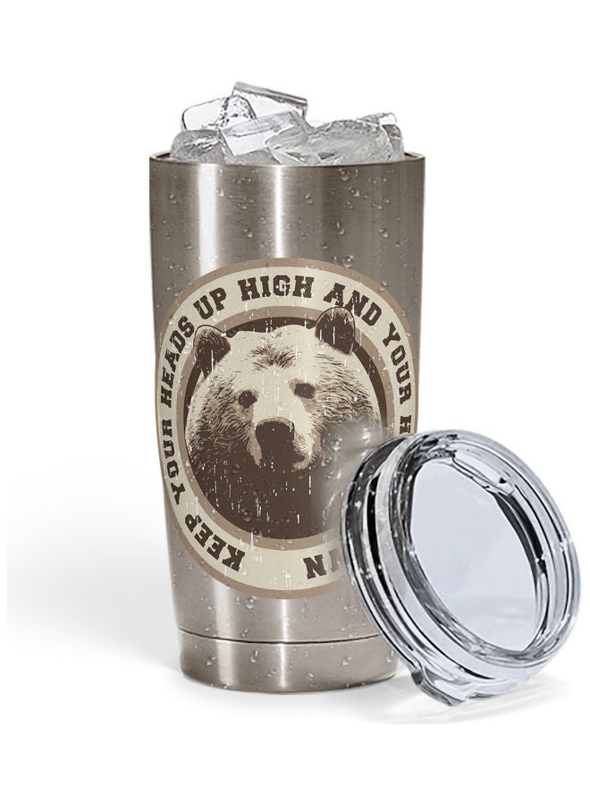 Cute Bear Design Stainless Steel Tumbler With Lid Multicolour - Image 2