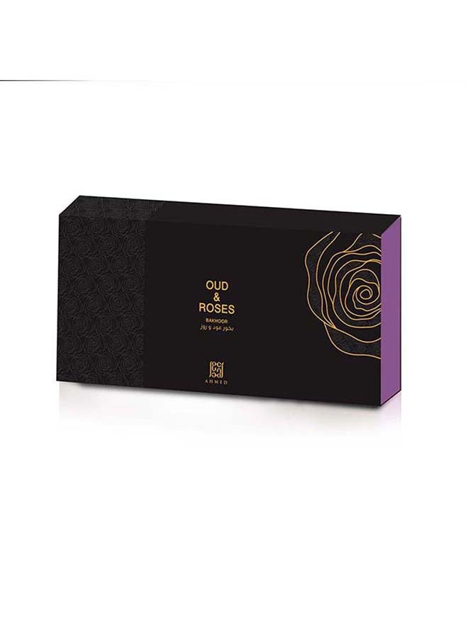 Ahmed Al Maghribi 10-Tablet Bakhoor Oud And Roses Black/Purple/Gold 30grams  - Image 2