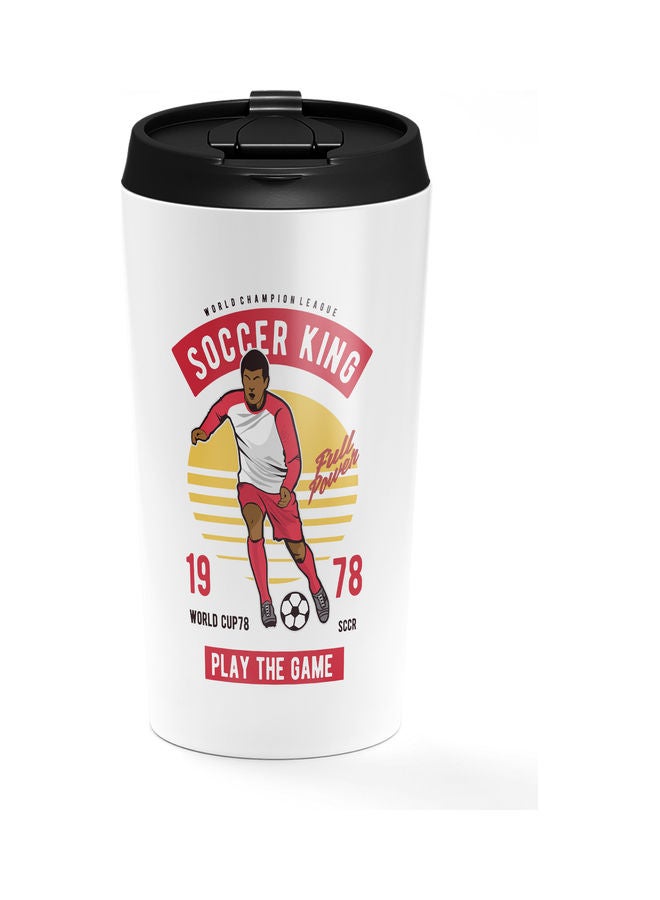 كوب من الستانلس ستيل بتصميم ملك كرة القدم وعبارة "Soccer King" متعدد الألوان - Image 1