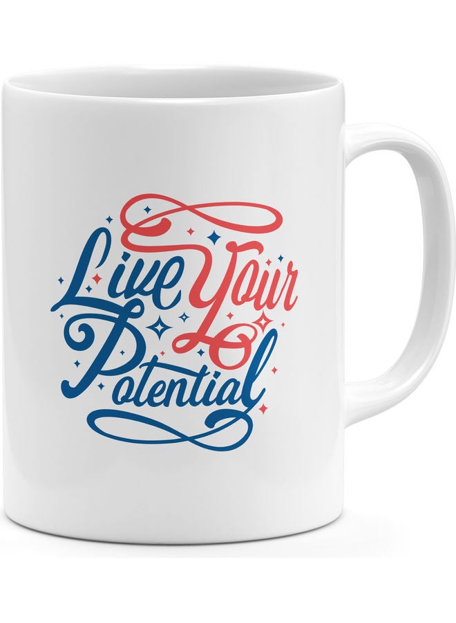 Live Life Quote Themed Coffee Mug White/Blue/Pink - Image 1