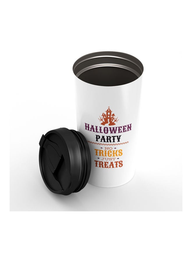 كوب من الستانلس ستيل بطبعة عبارة "Halloween Party" أبيض/ أسود - Image 2