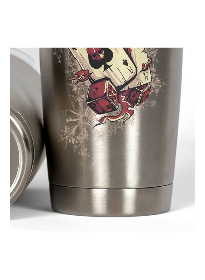 Ace In The Pack Printed Tumbler With Lid Silver/Red/White  - Image 3