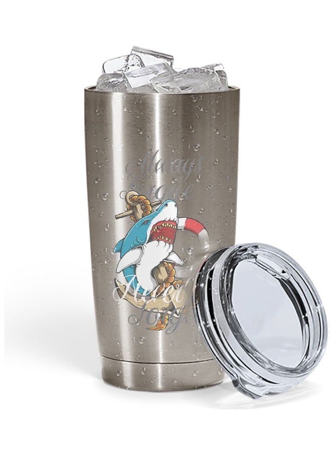 Shark Attack Design Stainless Steel Tumbler With Lid Multicolour - Image 2