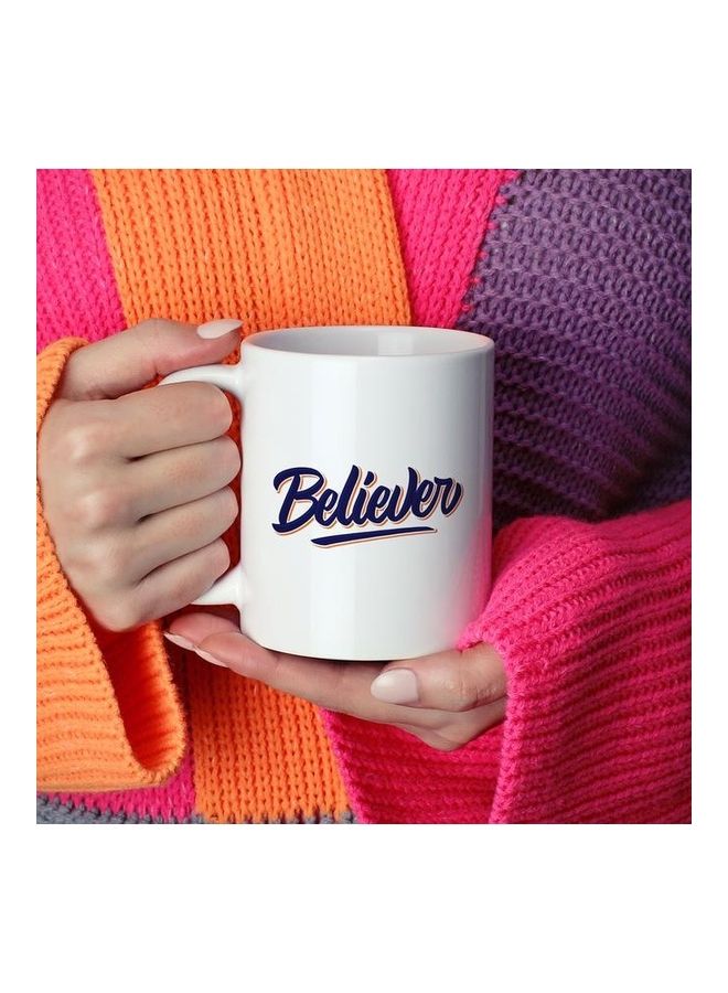 Believer Printed Coffee Mug White/Blue - Image 2