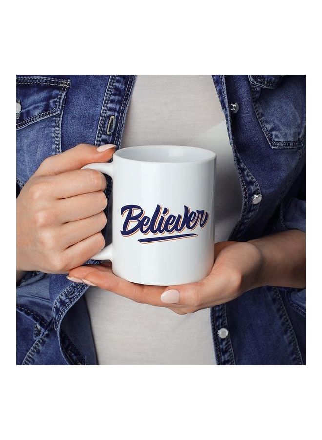 Believer Printed Coffee Mug White/Blue - Image 3
