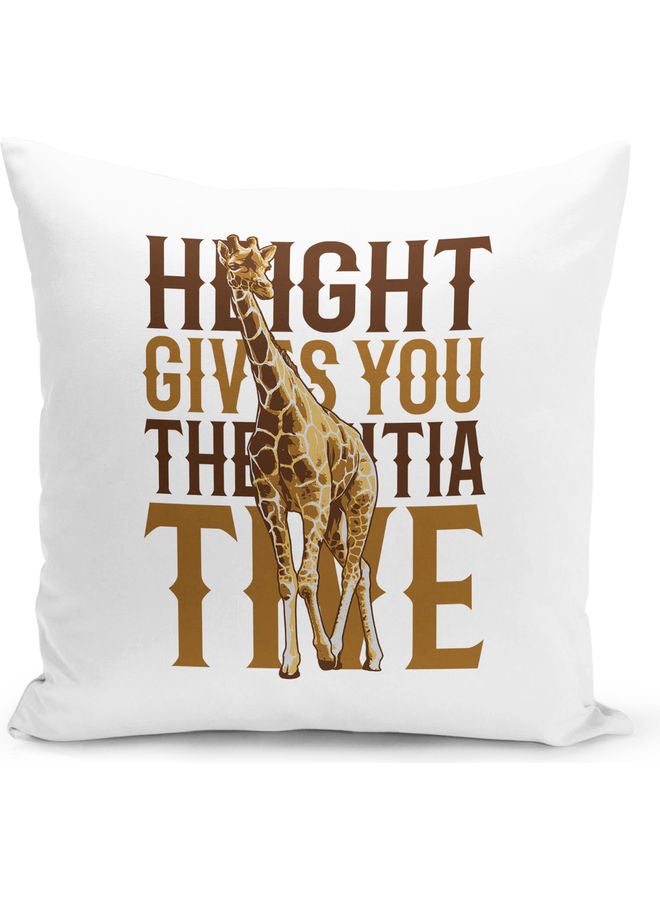 Giraffe Themed Decorative Throw Pillow White/Beige/Brown 40x40cm - Image 1