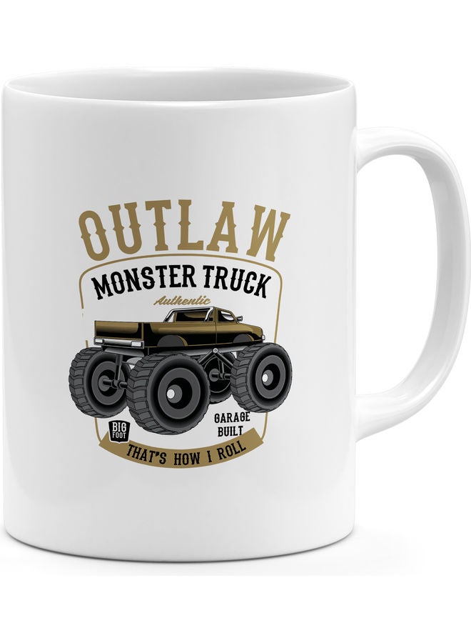 Monster Truck Printed Coffee Mug White/Brown/Black 8x10cm - Image 1