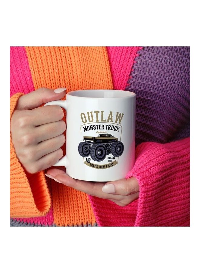 Monster Truck Printed Coffee Mug White/Brown/Black 8x10cm - Image 2