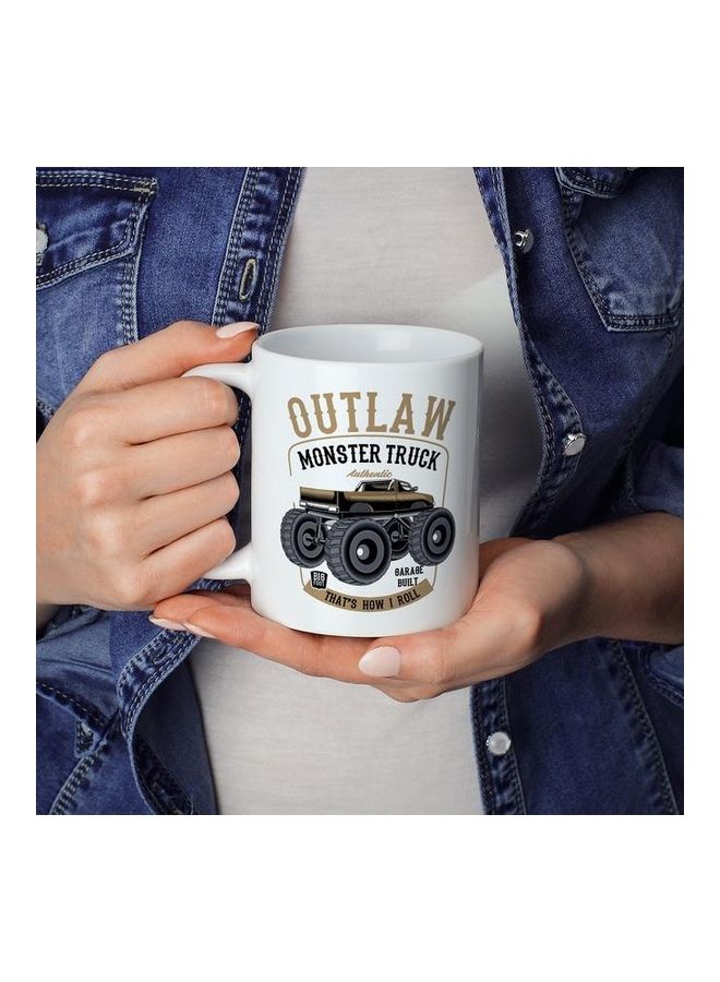 Monster Truck Printed Coffee Mug White/Brown/Black 8x10cm - Image 3