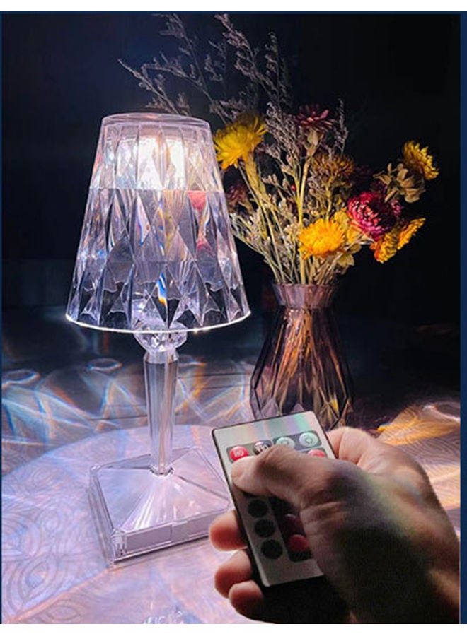 USB Acrylic Diamond Table Lamp With Remote Control Multicolour - Image 3