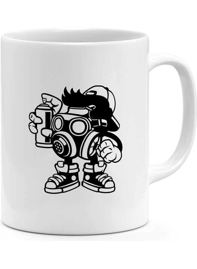 Gas Mask Printed Coffee Mug White/Black - Image 1