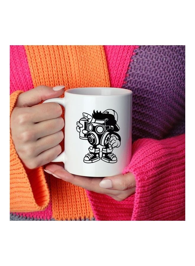 Gas Mask Printed Coffee Mug White/Black - Image 2