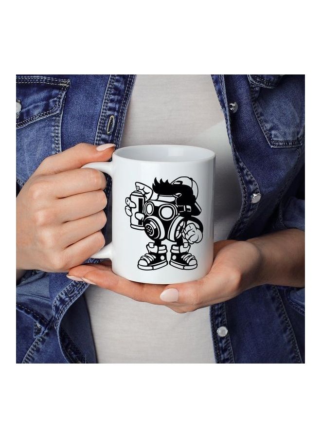 Gas Mask Printed Coffee Mug White/Black - Image 3