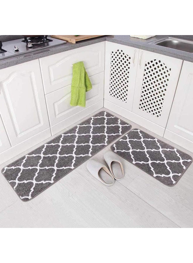 AMERTEER - 2-Piece Trellis Non-Slip Mat Set Grey/White - Image 1