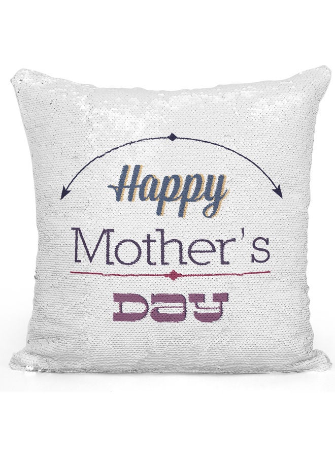 Bohemia Design Themed Sequin Decorative Throw Pillow White/Pink 40x40cm - Image 1
