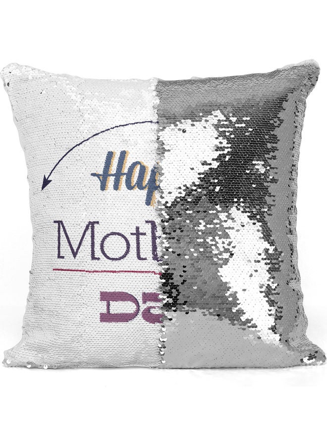 Bohemia Design Themed Sequin Decorative Throw Pillow White/Pink 40x40cm - Image 3