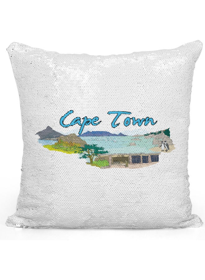 Cape Town Themed Sequin Decorative Throw Pillow Multicolour 40x40cm - Image 1