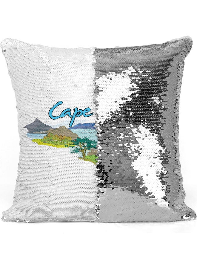 Cape Town Themed Sequin Decorative Throw Pillow Multicolour 40x40cm - Image 3