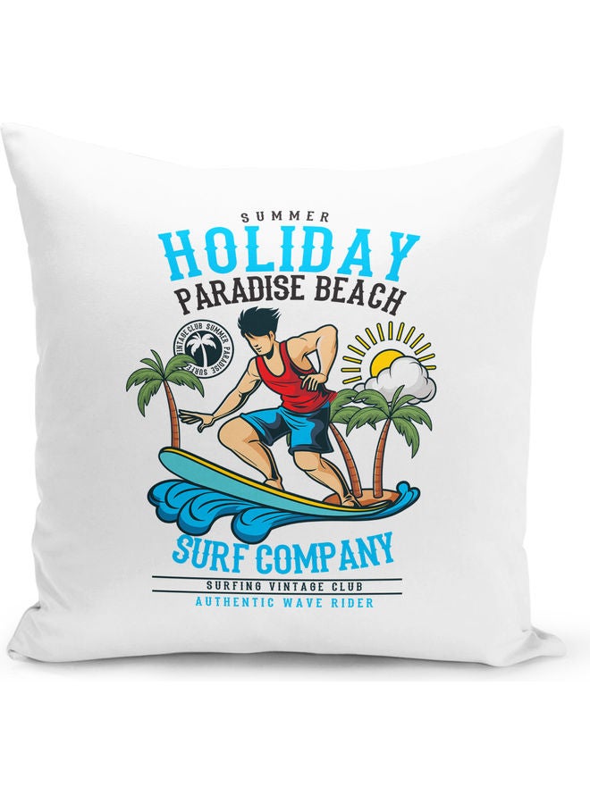 وسادة زينة للديكور بطبعة تعبر عن قضاء العطلة على الشاطىء أبيض/أزرق/أحمر 40x40سم - Image 1
