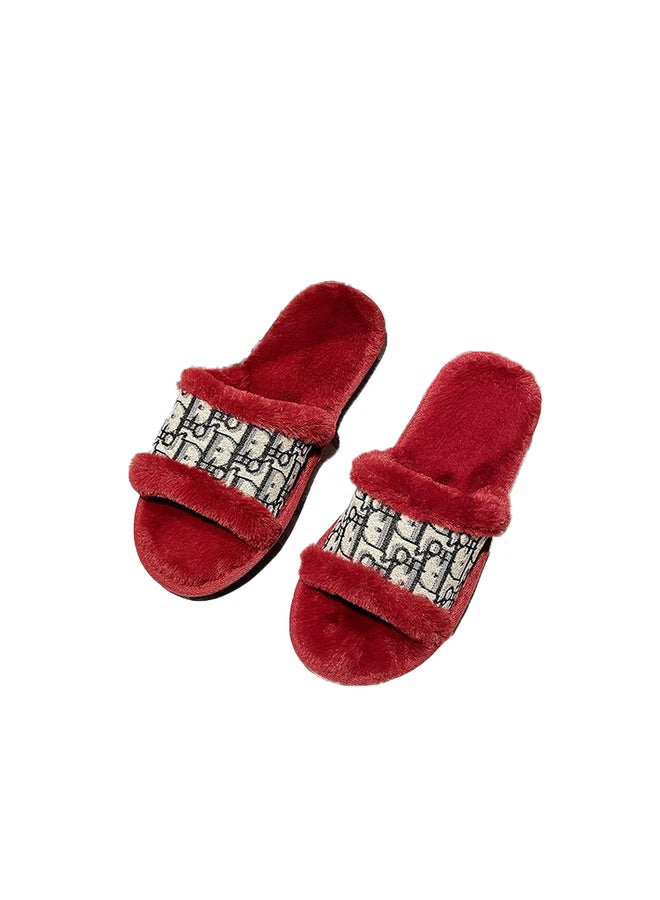 Joychic Printed Non Slip Bedroom Slippers Red 
