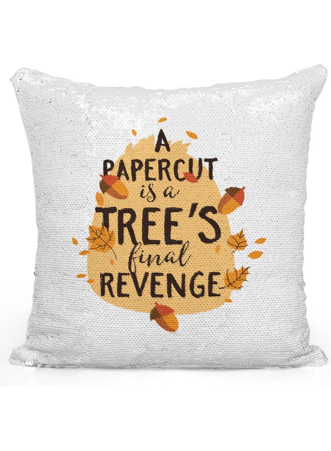 Funny Office Quote Sequin Decorative Throw Pillow White/Black/Silver 40x40cm - Image 1