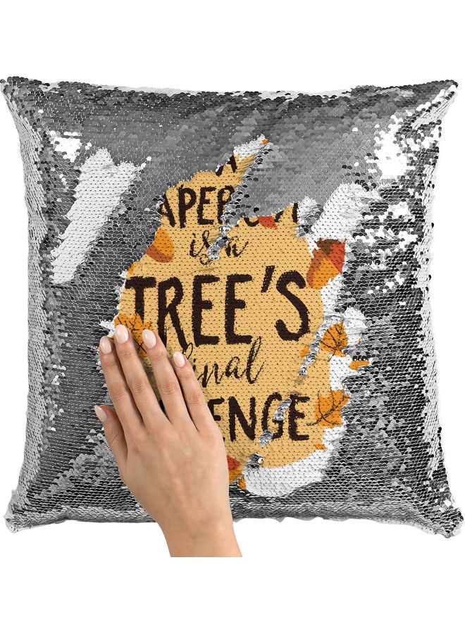 Funny Office Quote Sequin Decorative Throw Pillow White/Black/Silver 40x40cm - Image 2
