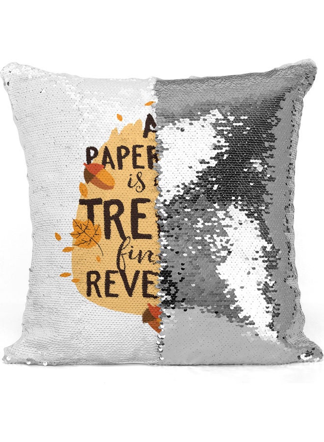 Funny Office Quote Sequin Decorative Throw Pillow White/Black/Silver 40x40cm - Image 3