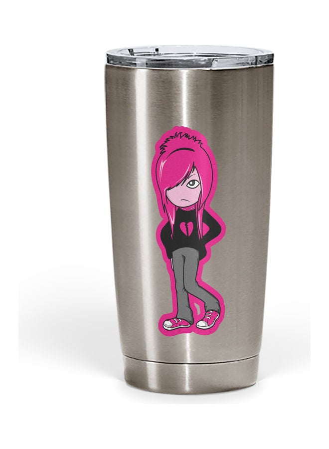 Emo Girl In Hoodie Travel Tumbler Multicolour - Image 1