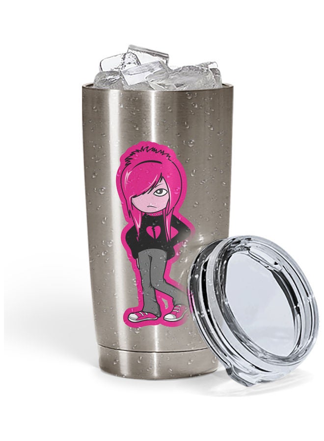 Emo Girl In Hoodie Travel Tumbler Multicolour - Image 2