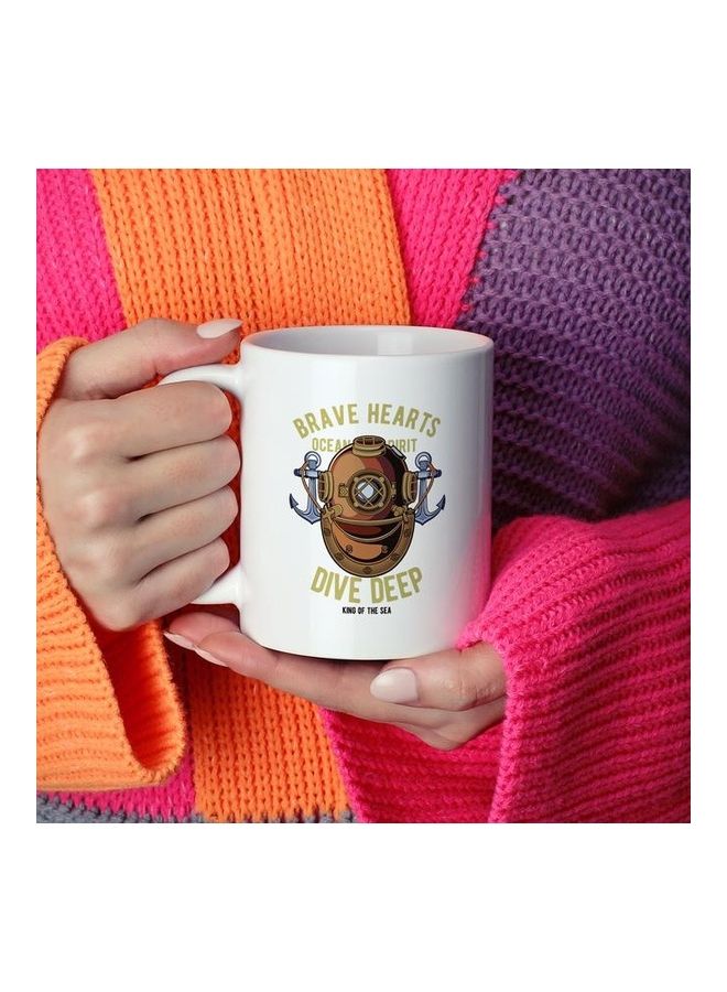 Generic - Brave Hearts Design Printed Coffee Mug White/Brown/Yellow - Image 1