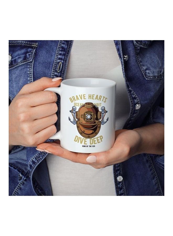 Generic - Brave Hearts Design Printed Coffee Mug White/Brown/Yellow - Image 1