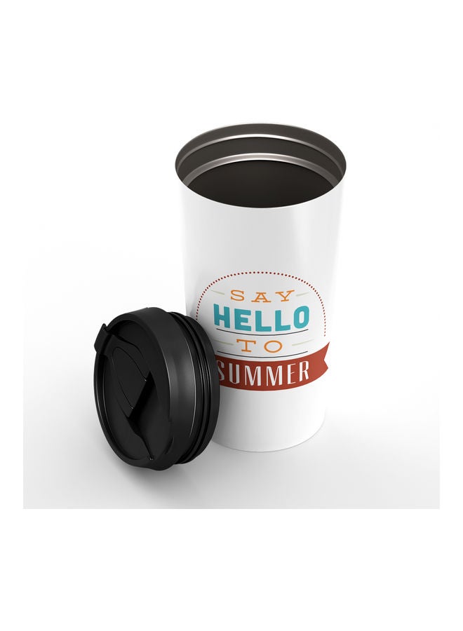 Double-Wall Stainless Steel Printed Tumbler with Lid White - Image 2