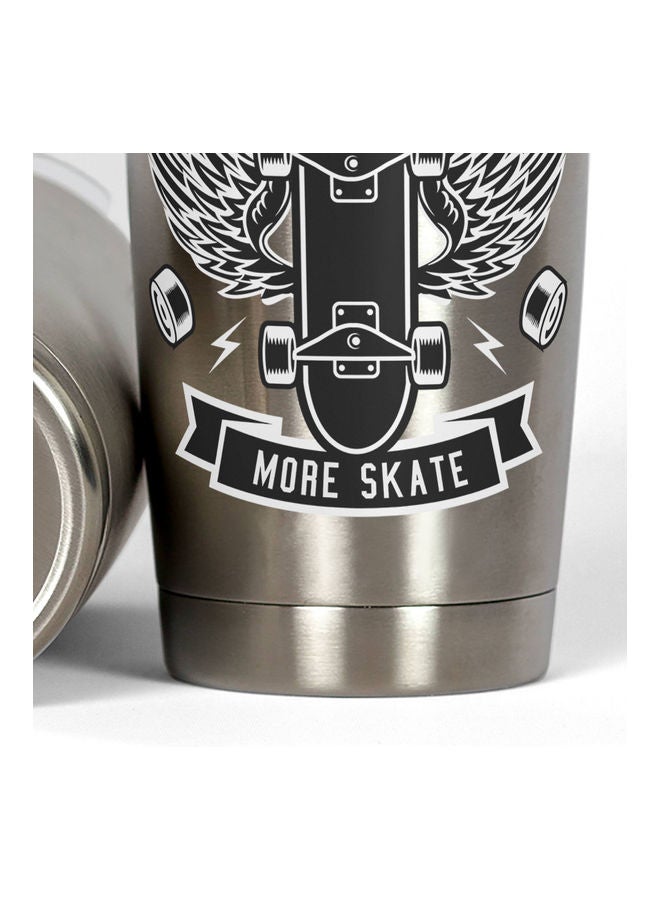 Less Work More Skate Printed Tumbler With Lid Silver/Black  - Image 3