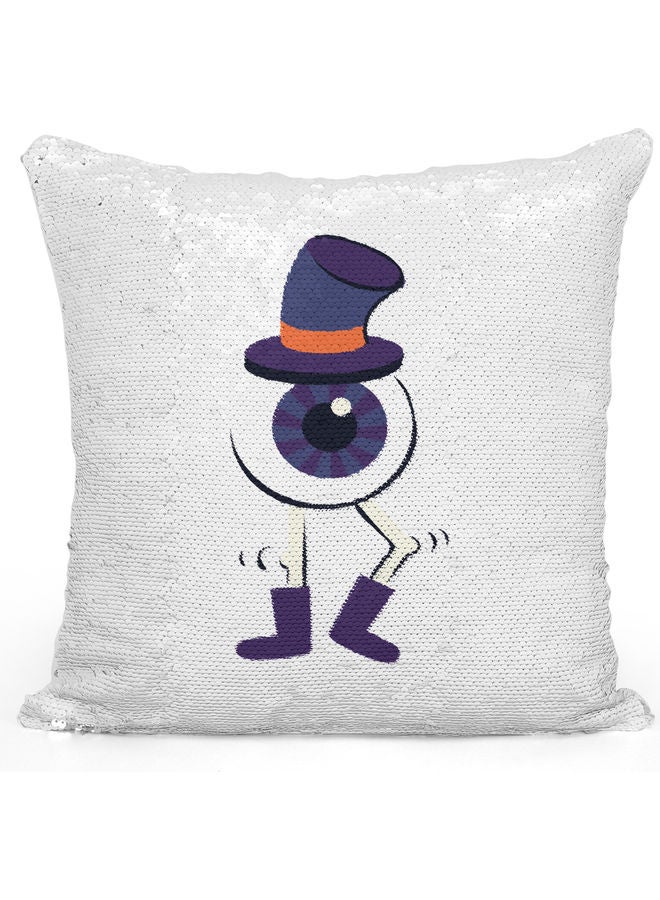 Shaky Legs Themed Sequin Decorative Throw Pillow White/Silver/Purple 40x40cm - Image 1