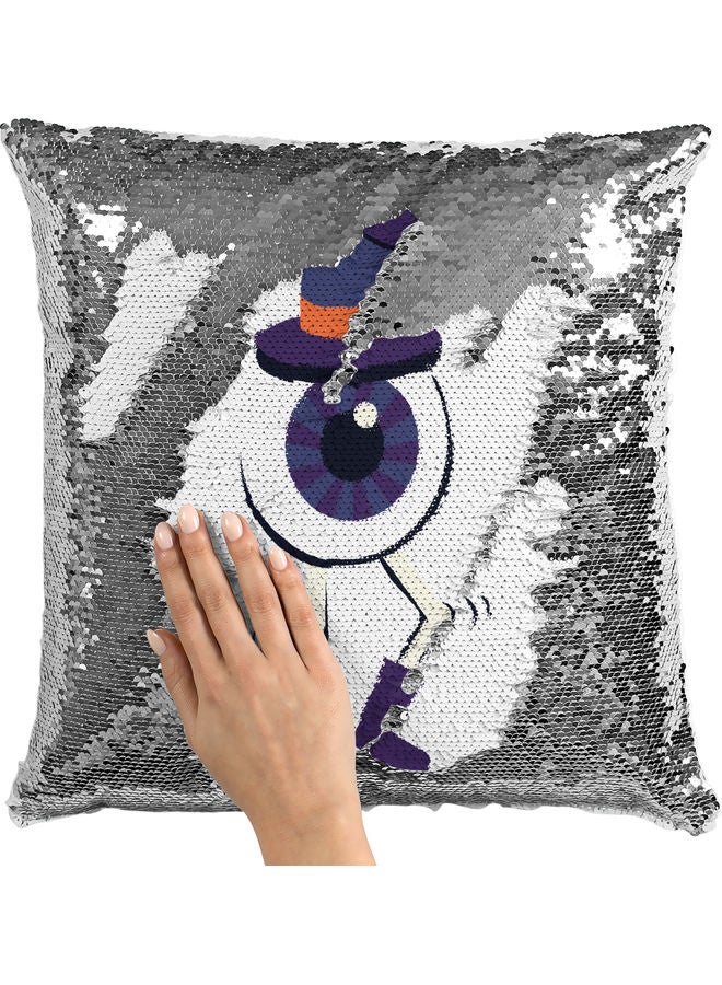Shaky Legs Themed Sequin Decorative Throw Pillow White/Silver/Purple 40x40cm - Image 2