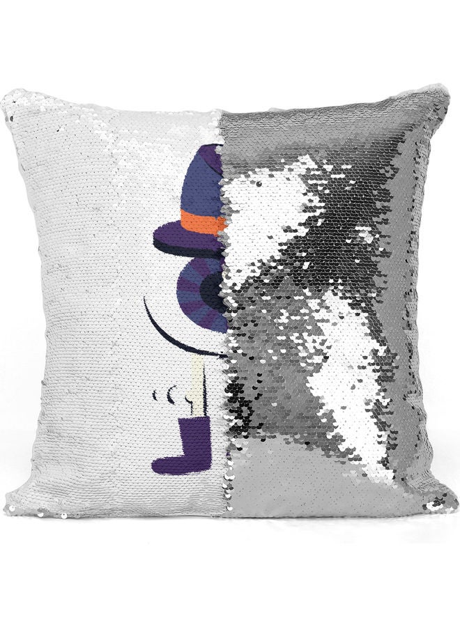 Shaky Legs Themed Sequin Decorative Throw Pillow White/Silver/Purple 40x40cm - Image 3