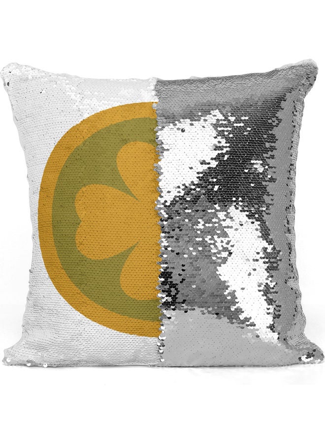 Patricks Day Themed Sequin Decorative Throw Pillow White/Yellow 40x40cm - Image 3